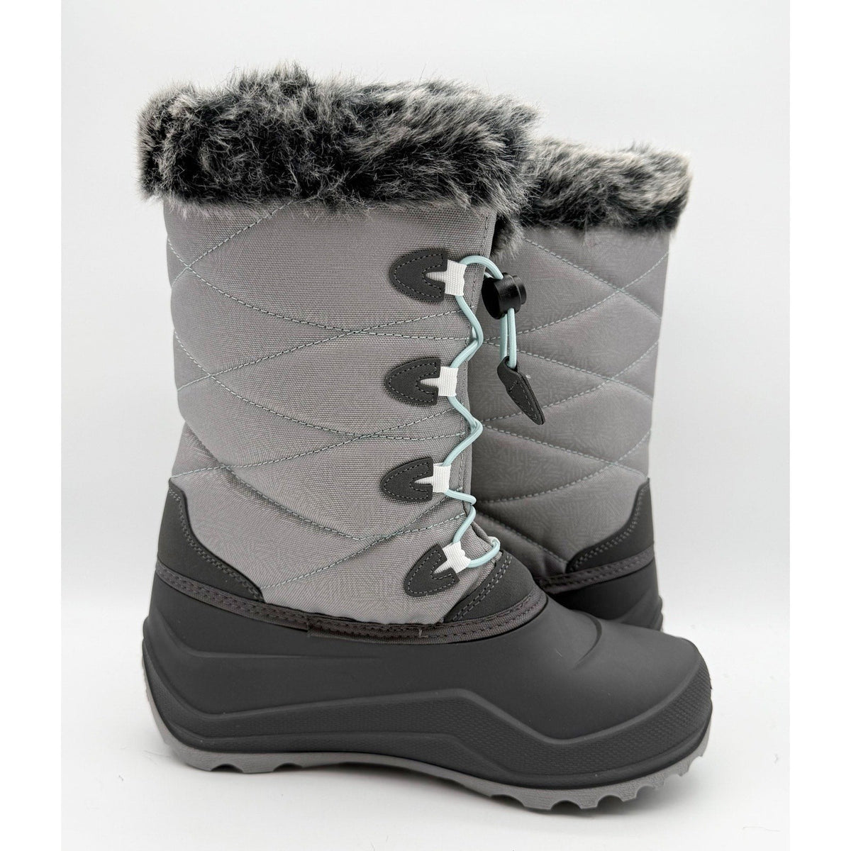 Kamik Big Kids SNOWANGEL Boots Size 7 EU 39 Grey Blue Insulated Waterproof NIB