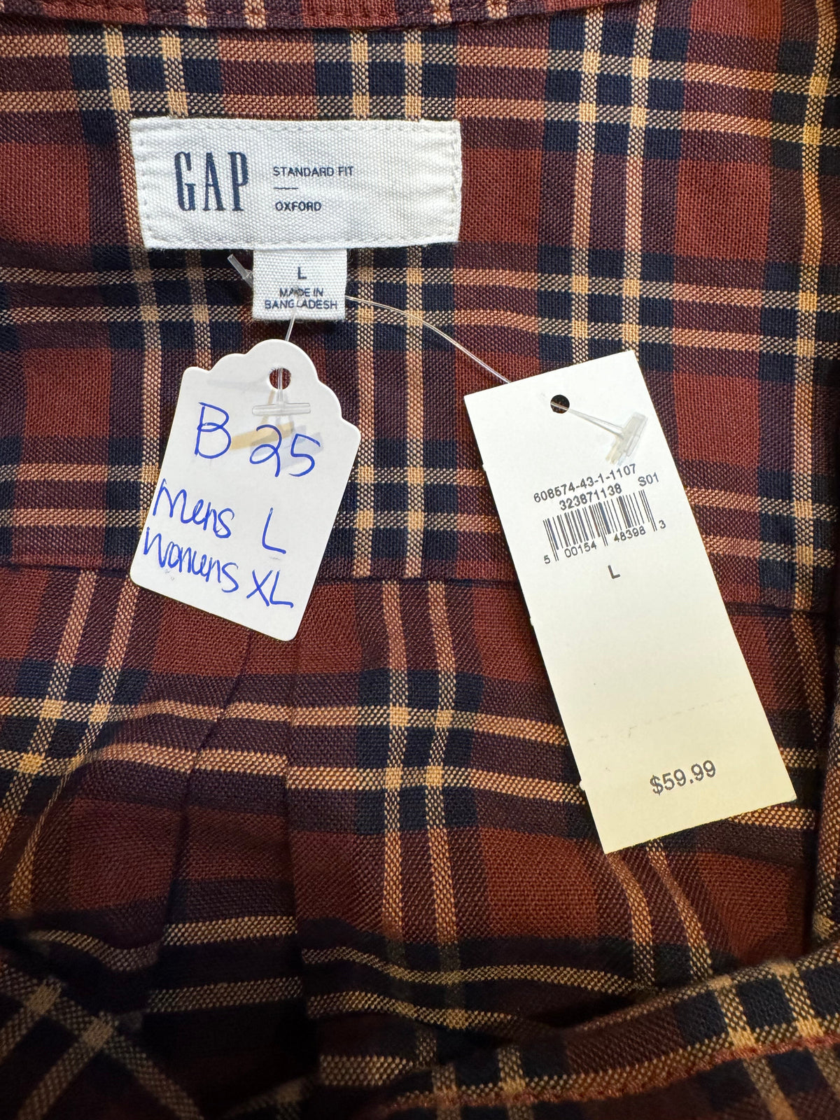 Brand Gap - Wine, Navy and Camel Plaid Long Sleeve - Multiple Sizes