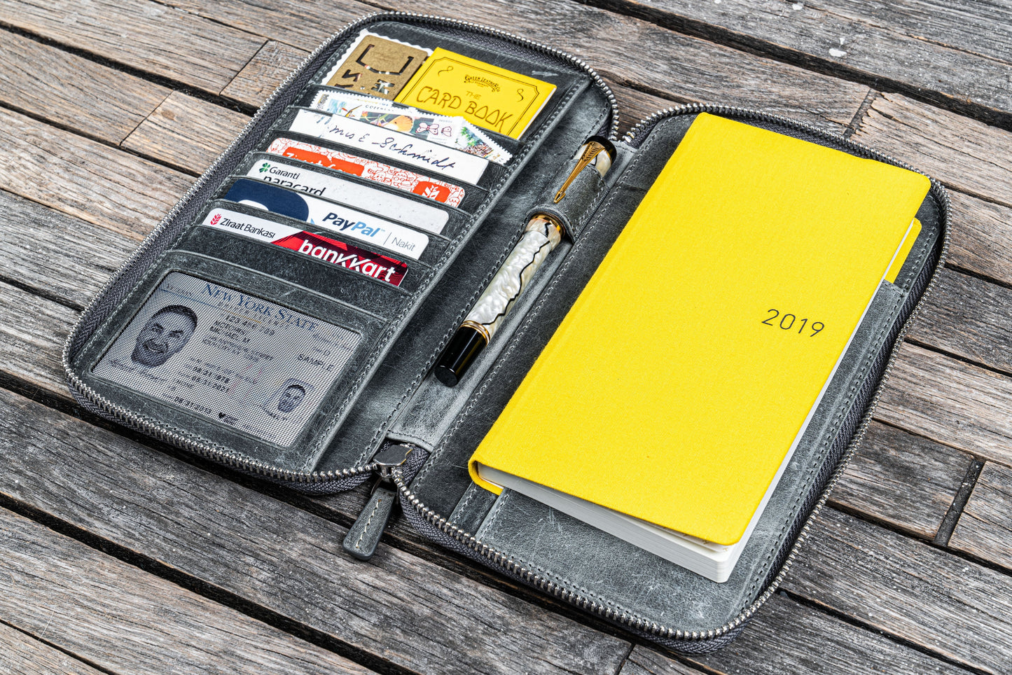 Leather Zippered Hobonichi Weeks Mega Cover - Crazy Horse Smoky