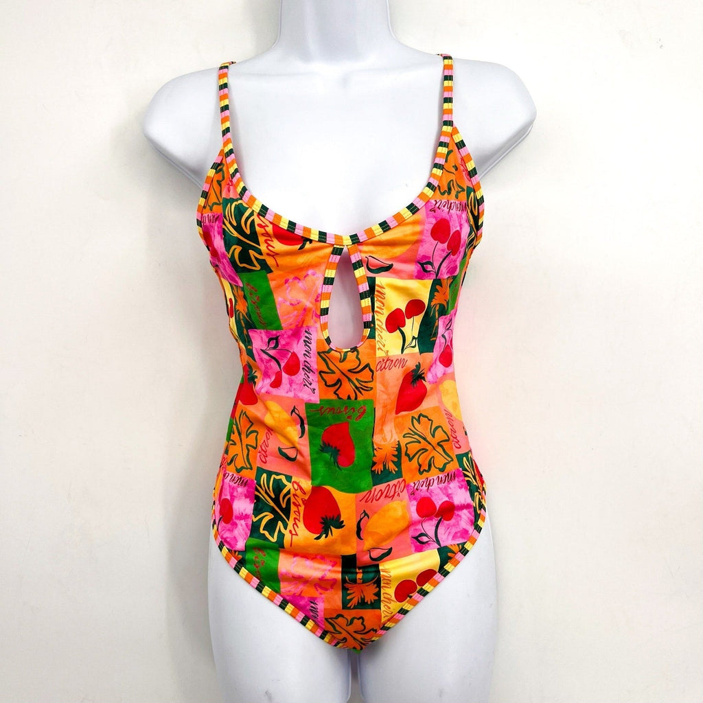 BEACH RIOT Women's Priscilla One Piece Swimsuit Medium Pink Fruit Market NWT