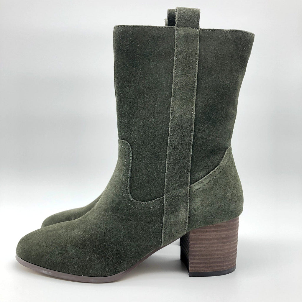 Violet & Red Womens Jarah Western Boots Size 8 Green Suede Mid Calf NWOB