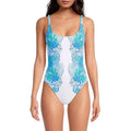 LILLY PULITZER Brin Scoopneck One-Piece Swimsuit Size 14 Blue Las Olas Aqua NWT