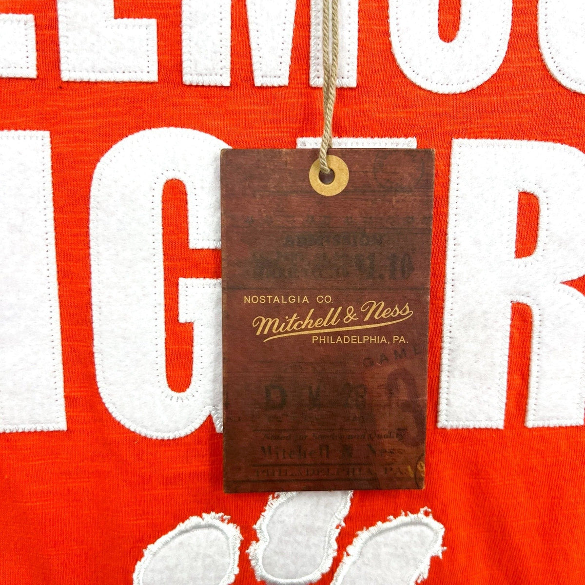 MITCHELL & NESS Mens NCAA Clemson Tigers Embroidered Tee Small Orange NWT