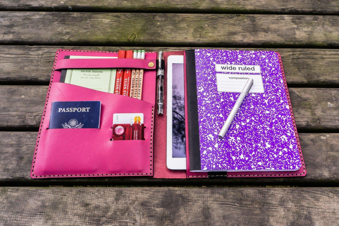 Leather Leuchtturm1917 B5 Notebook & iPad Air/Pro Cover - Pink