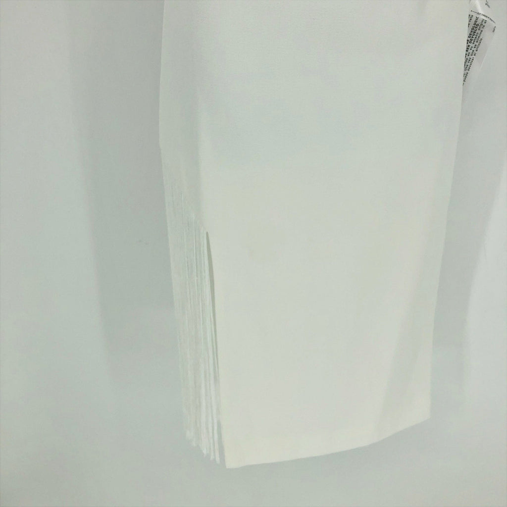 DRESS THE POPULATION Rory Midi Sheath Dress XS Off White Fringe Hem NWT