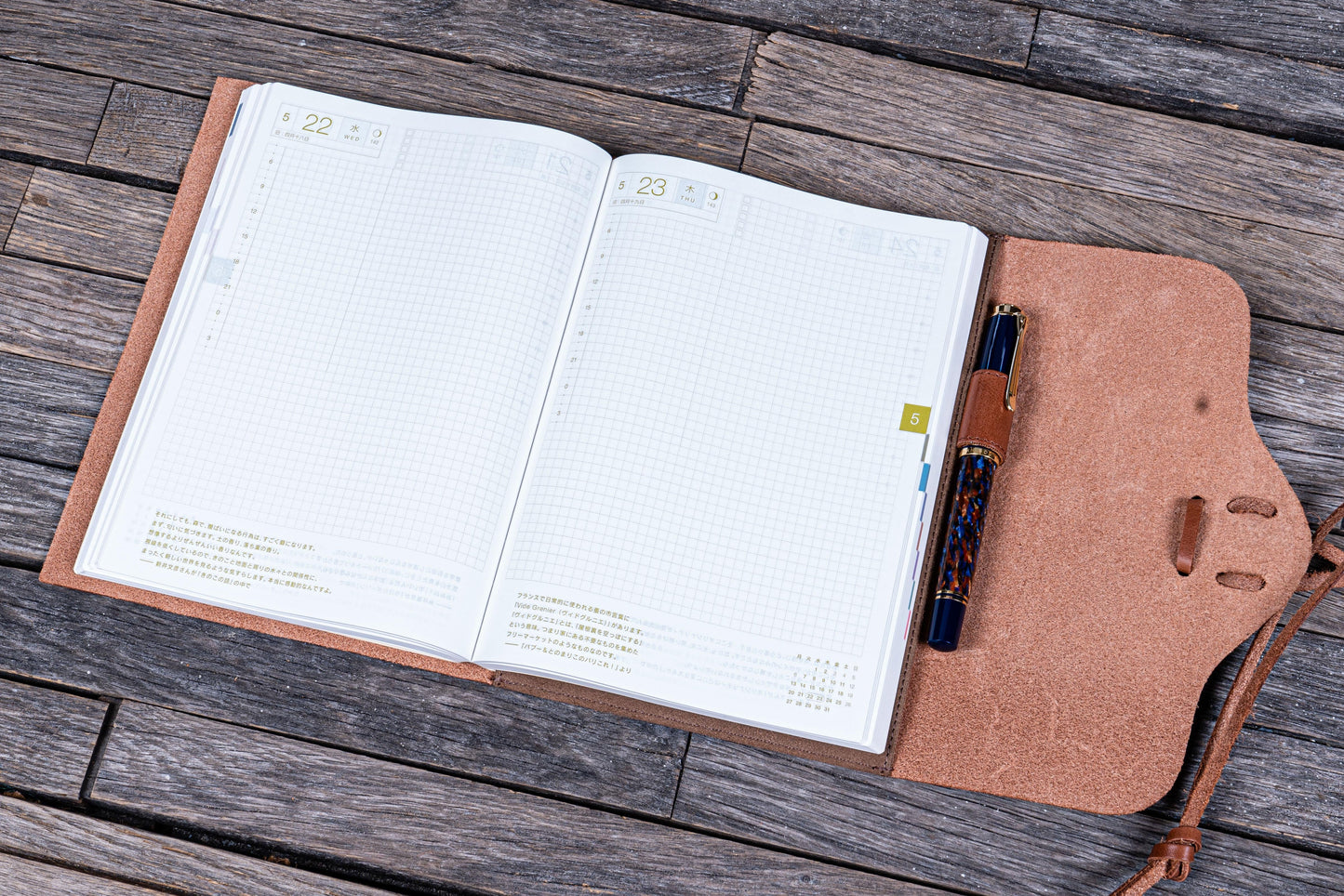 Refillable Leather Wrap Journal / Planner Cover - Brown
