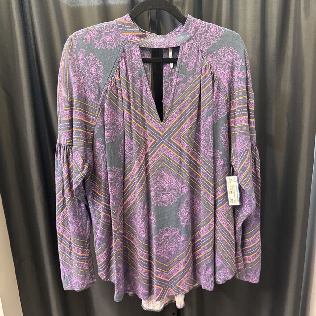 Free People L/S Paisley Peek a Boo TOPS Large