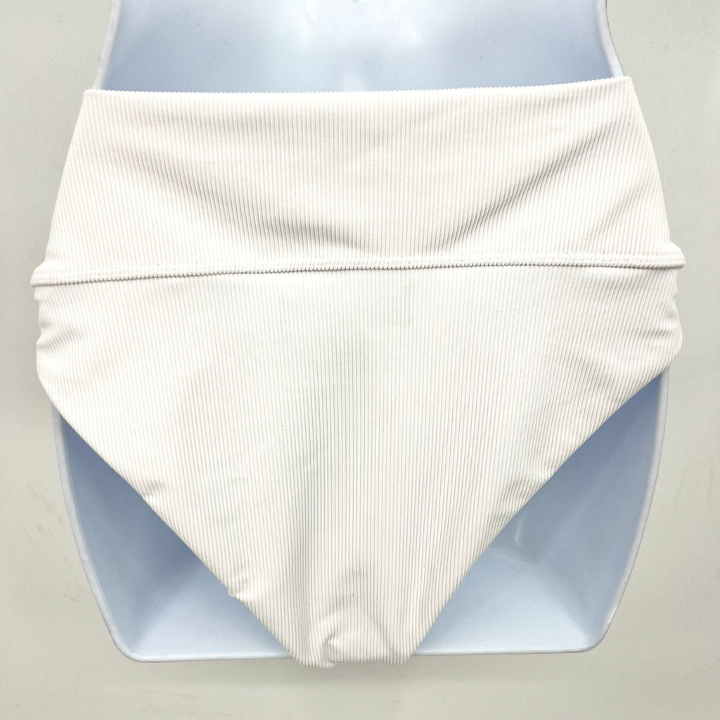 BEACH RIOT Women's Highway Bikini Bottom Large White Ribbed Knit NWT
