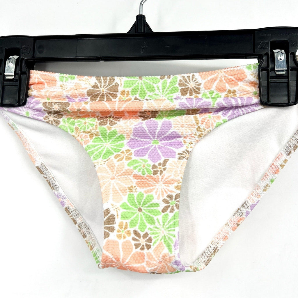 ROXY Girl's All About Sol Cropped Bikini Set Size 16 Pink Pastel Floral NWT