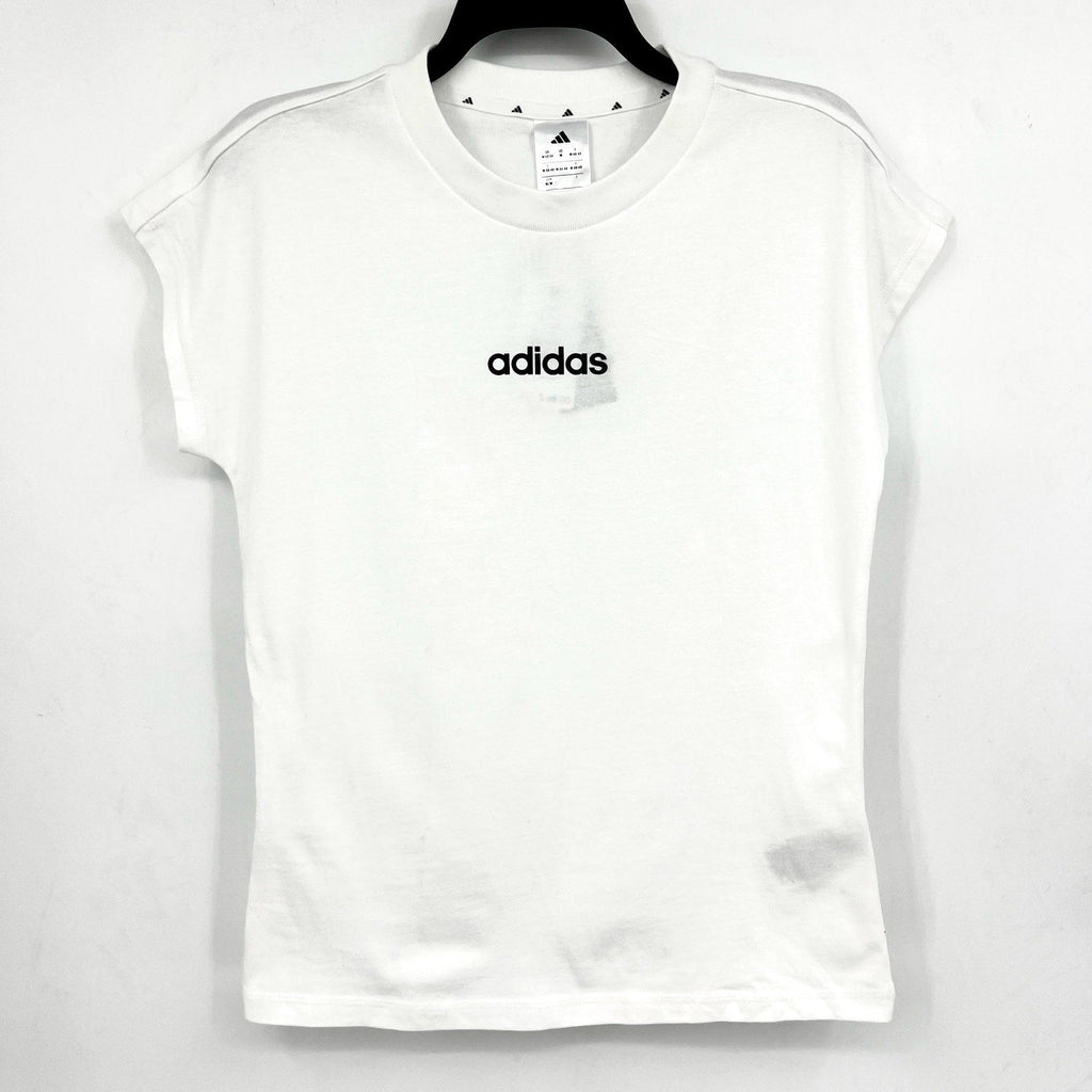 ADIDAS Women's Essentials Linear Single Tee Medium White Short Sleeve Logo NWT
