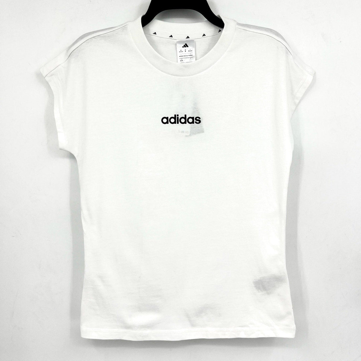 ADIDAS Women's Essentials Linear Single Tee Medium White Short Sleeve Logo NWT