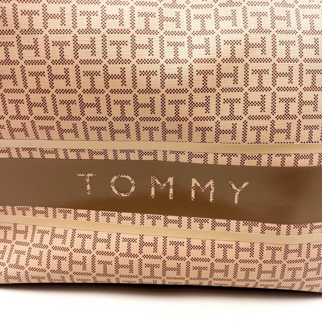 TOMMY HILFIGER Women's Birdie II Tote Coated Square Monogram Tan Brown NWT