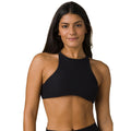 PRANA Women's Onyx Bay Bikini Top Small Black Ottoman High Neck Ribbed NWT