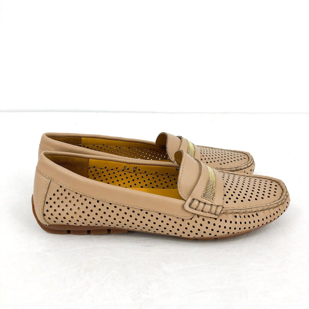 Vaneli Womens Acris Driving Loafers SIZE 6 M EU 36.5 Nude Tan Leather NIB