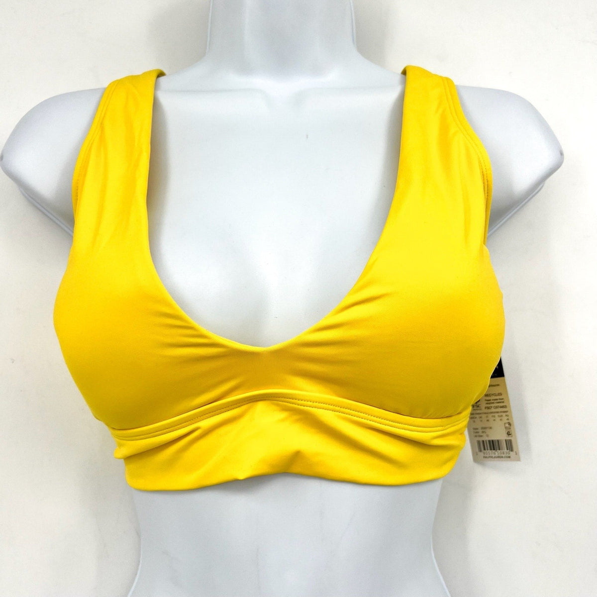 LAUREN RALPH LAUREN Twist X Back Bikini Top SIZE 12 Bright Yellow Beach Club NWT