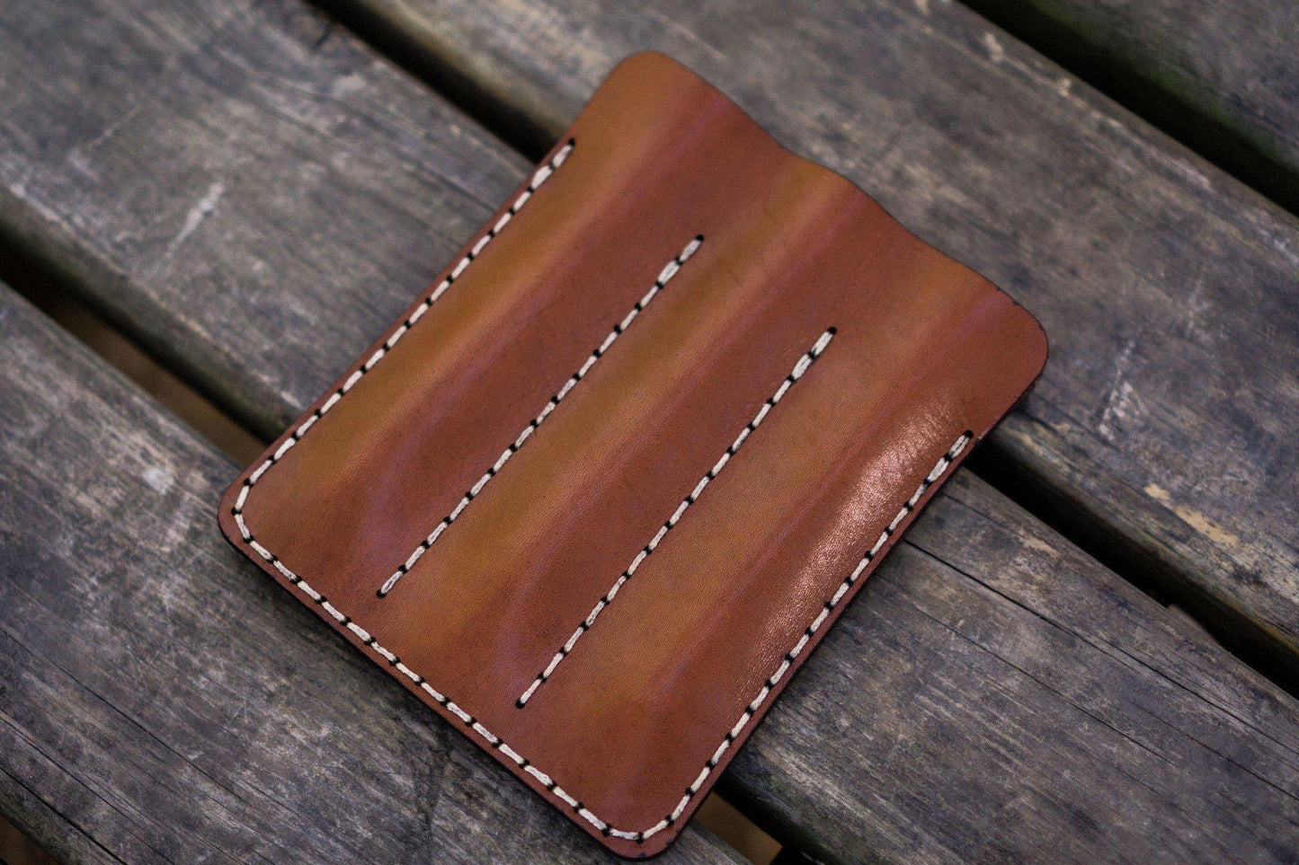 Leather Triple Fountain Pen Case / Pen Pouch - Brown