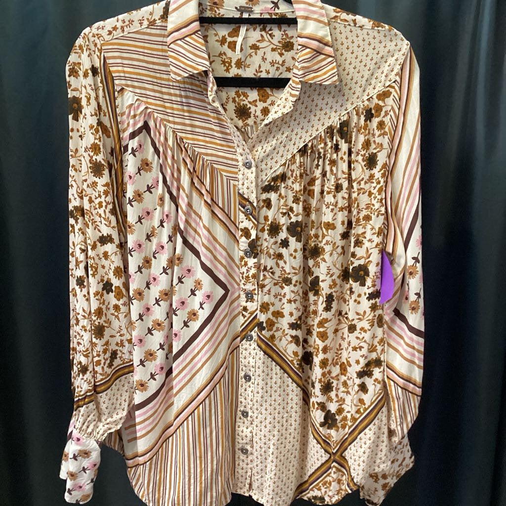 Free People Floral Stripes TOPS S