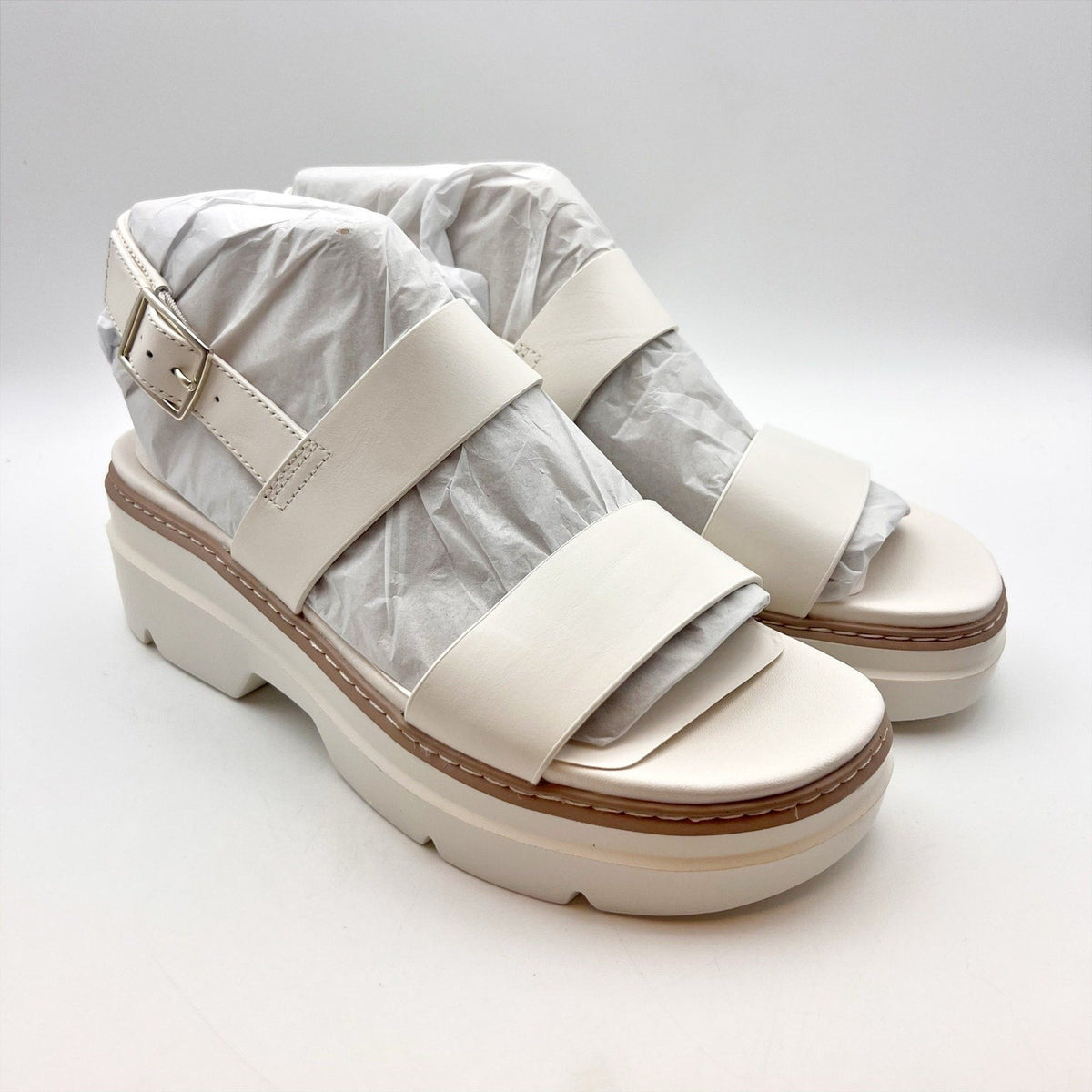 Naturalizer Womens Darry-Sling Sandals Size 8.5 M White Leather Lug Sole NIB