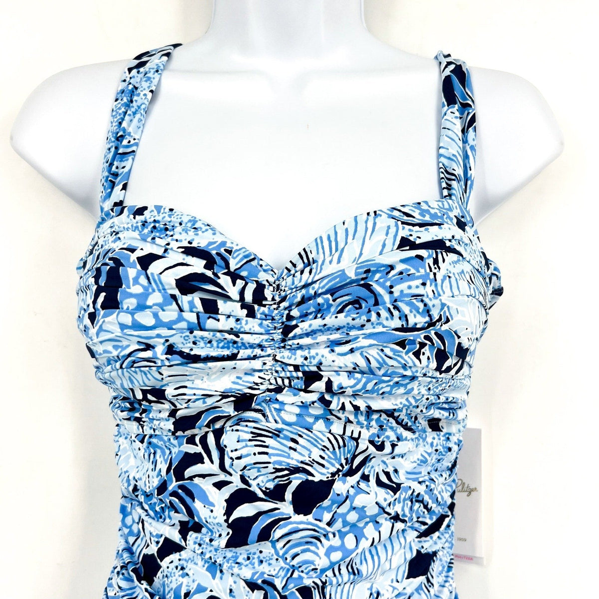 LILLY PULITZER Solaria One-Piece Swimsuit Size 10 Blue Coastal Constellation NWT