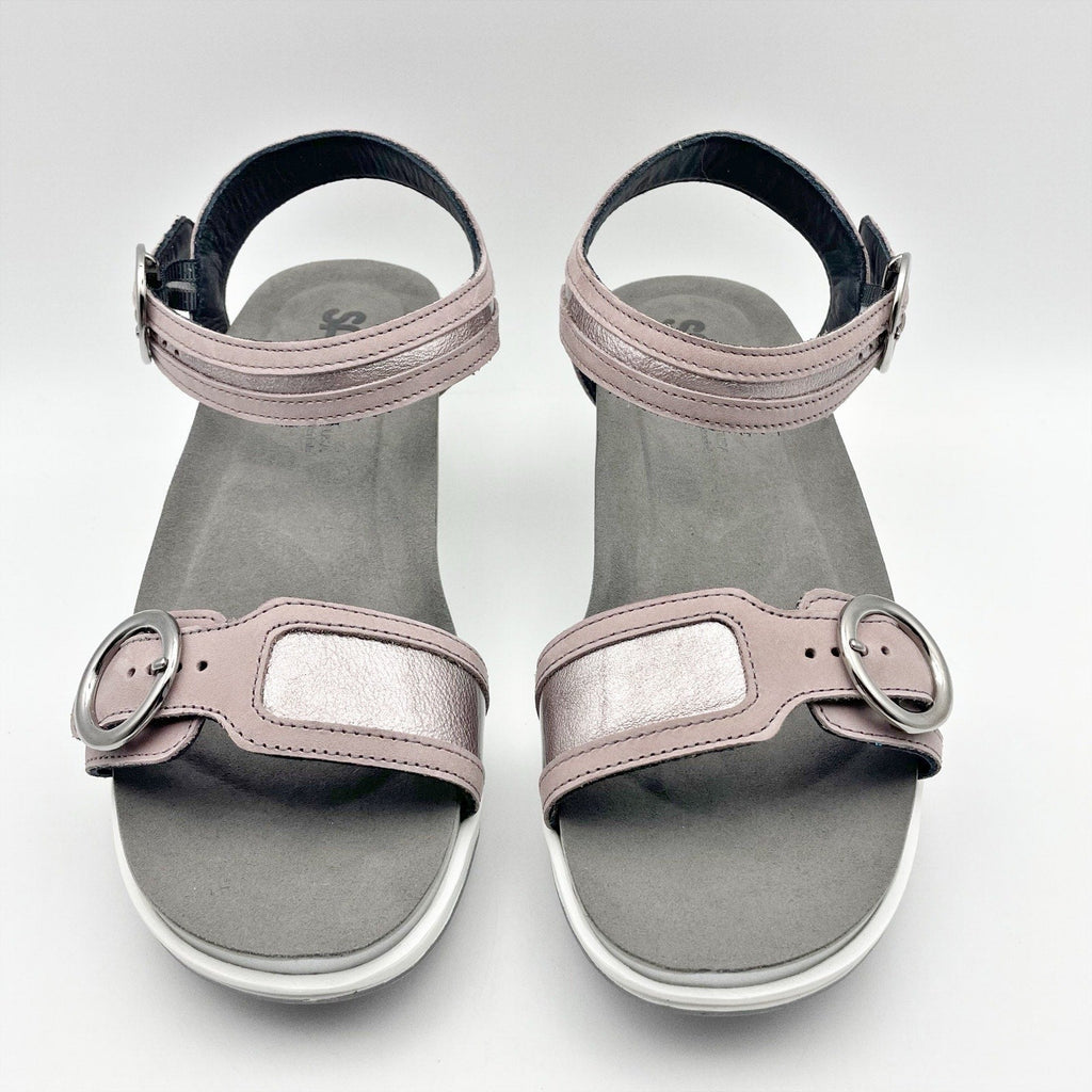 SAS Womens Seight Wedge Sandals Size 7.5 WW Purple Silver Leather NIB