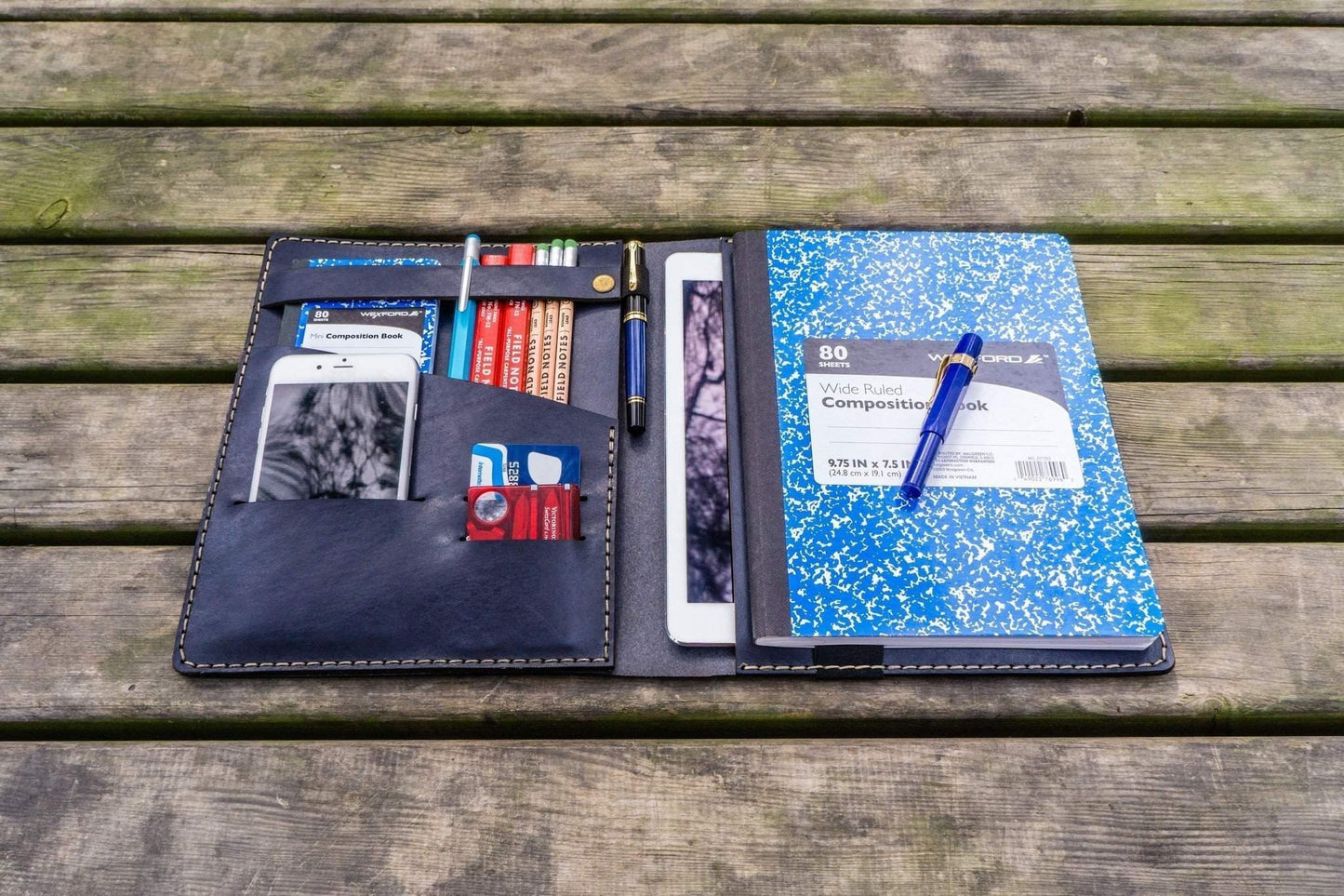 Composition Notebook Cover With iPad Air/Pro Pocket - Navy Blue