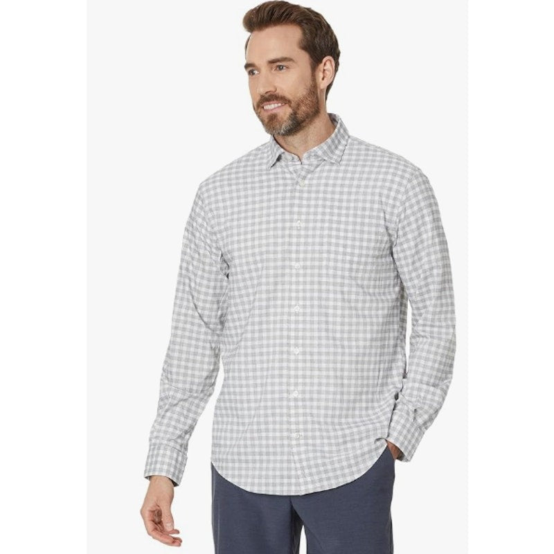 JOHNNIE O Men's Ashworth Performance Button Up Shirt Medium Light Gray NWOT
