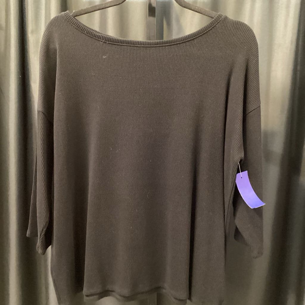 Eileen Fisher 3/4 Slv Ribbed Boxy TOPS M