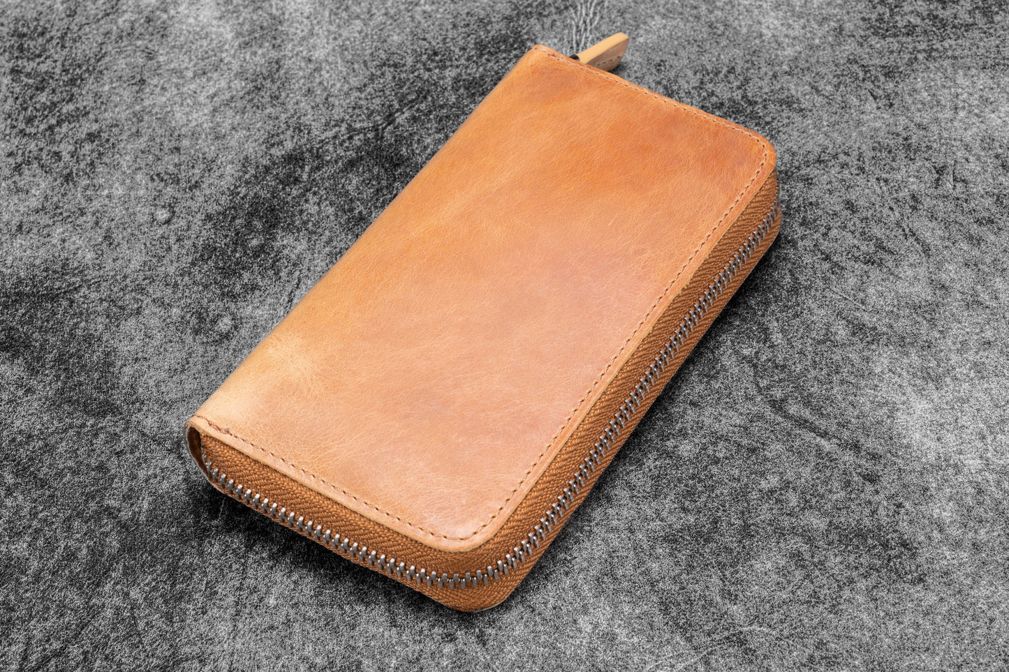 Leather Zippered 3 Slots Pen Case - C.H. Honey Ochre