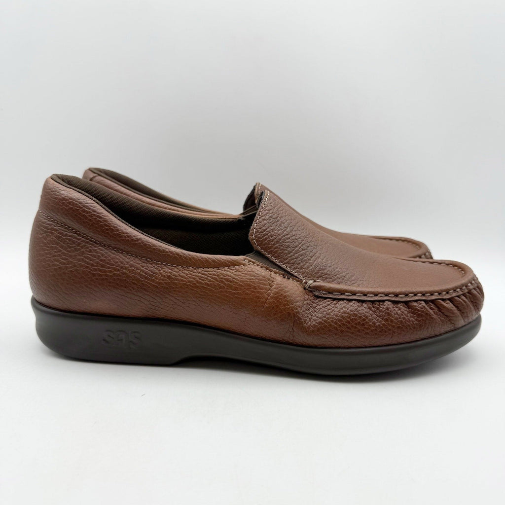 SAS Womens Twin Slip On Walking Shoes Size 10.5 Narrow EU 41 Brown Leather NIB
