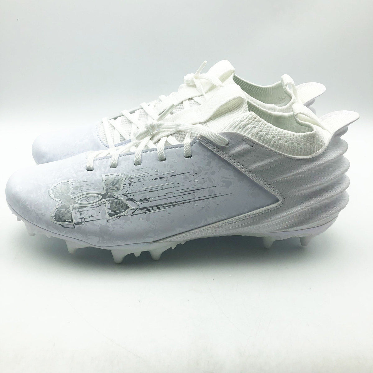 Under Armour Mens Blur 2 MC Suede Molded Football Cleats US 8 White Silver NWOB