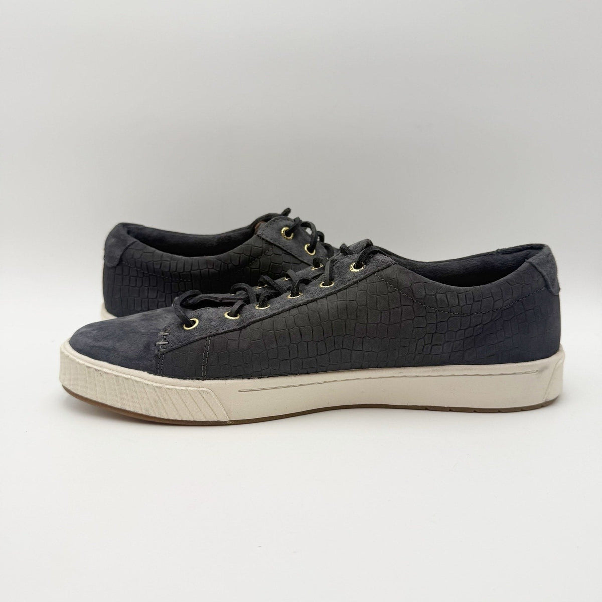 SPERRY Womens Anchor Plushwave Sneakers Size 11 Black Croc Embossed Suede NWOB