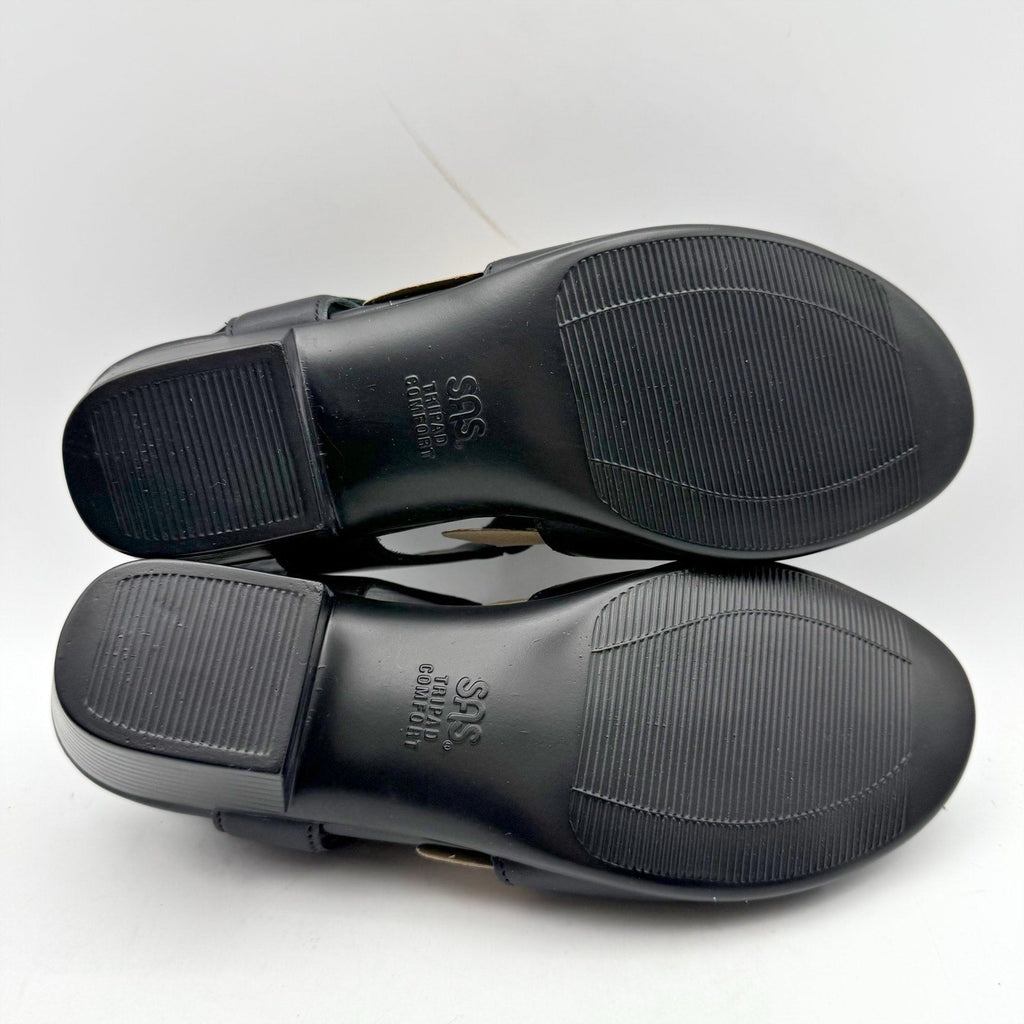 SAS Womens Suntimer Heeled Sandals Size 7 M EU 37.5 Black Leather NIB