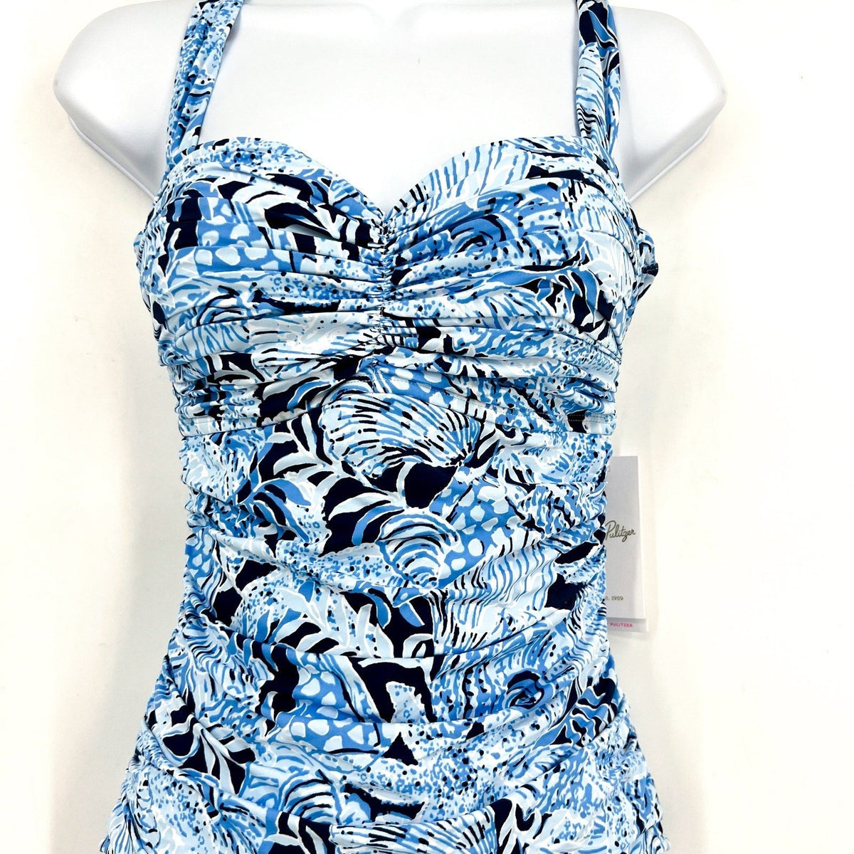 LILLY PULITZER Solaria One-Piece Swimsuit Size 12 Blue Coastal Constellation NWT