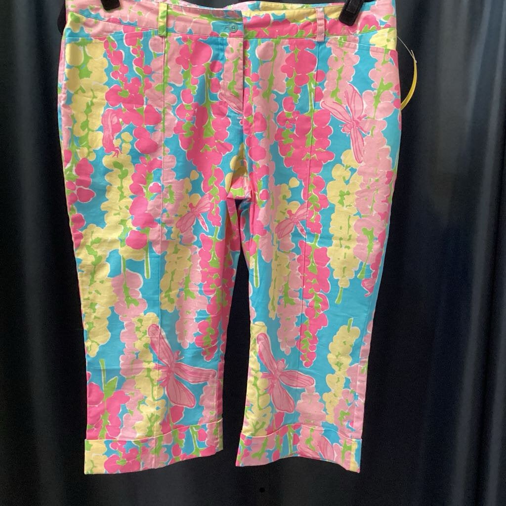 Lilly Pulitzer Dragonfly Floral Capris PANTS 10p