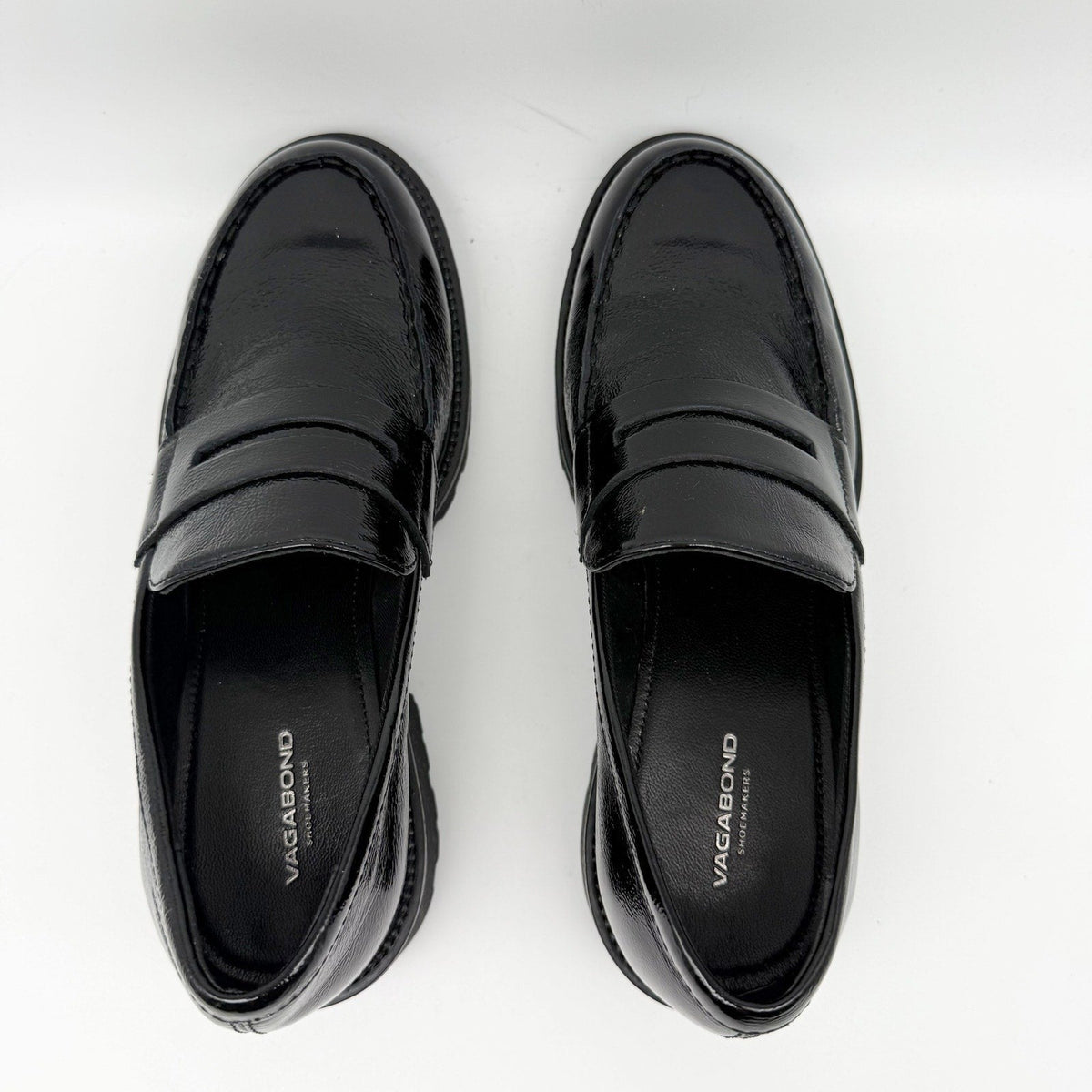 Vagabond Women Kenova Penny Loafers EU 38 US 8 Black Crinkle Leather NIB