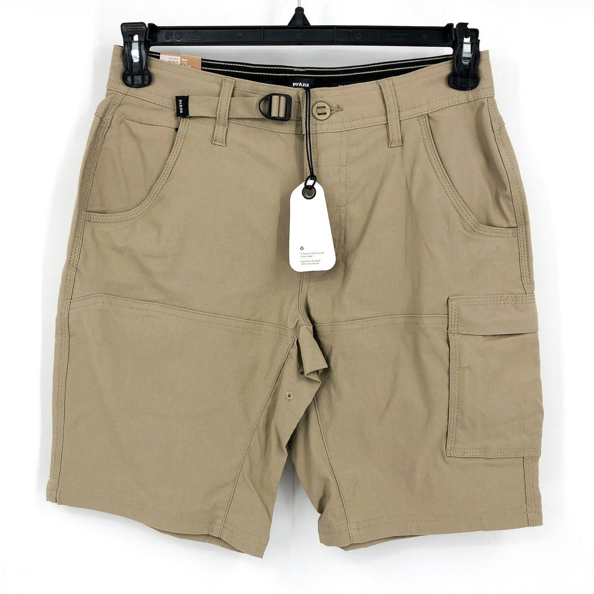 PRANA Men's Stretch Zion Shorts II Size 28 Tan Sandbar Flat Front 10" Inseam NWT