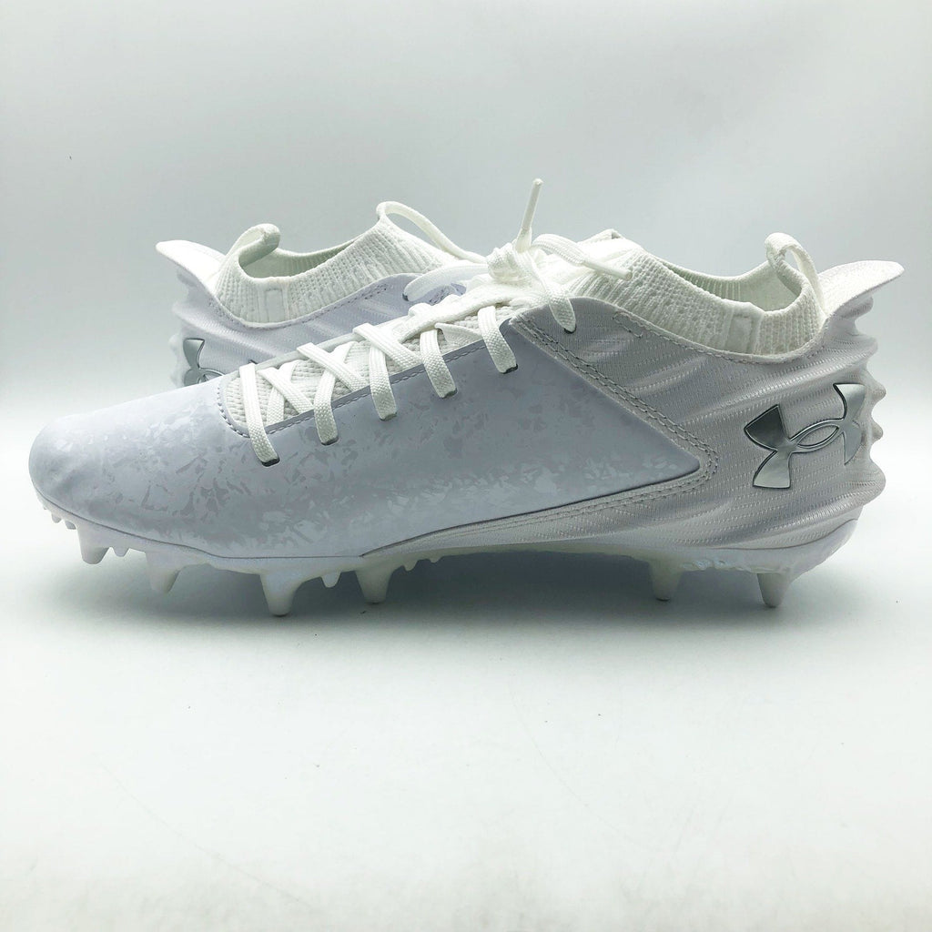 Under Armour Mens Blur 2 MC Suede Molded Football Cleats US 8 White Silver NWOB