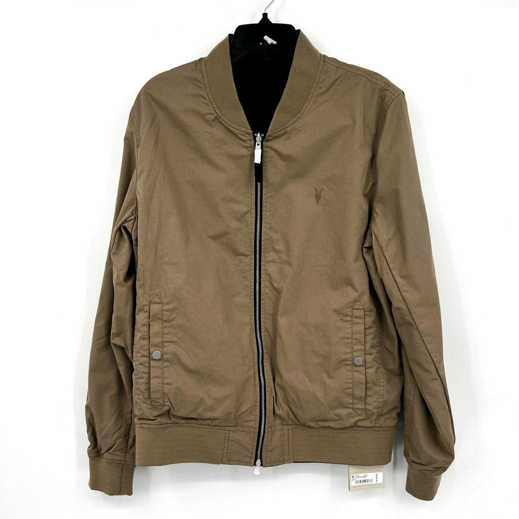 Allsaints Mens Reversible Bassett Bomber Jacket XS Black Ash Khaki NWT
