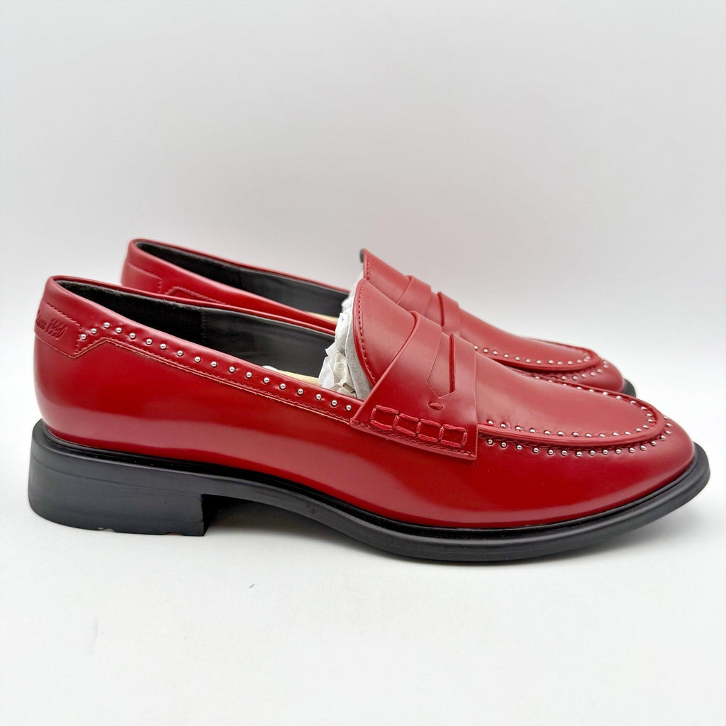 Franco Sarto Womens Eden Studded Loafers Size 6.5 M EU 36.5 Red Slip On NWOB
