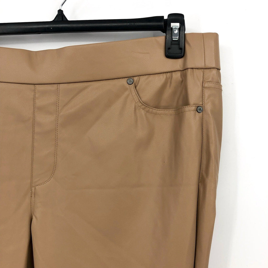 GLORIA VANDERBILT Avery Faux Leather Leggings Size 12 Tan Skinny Pull on NWT
