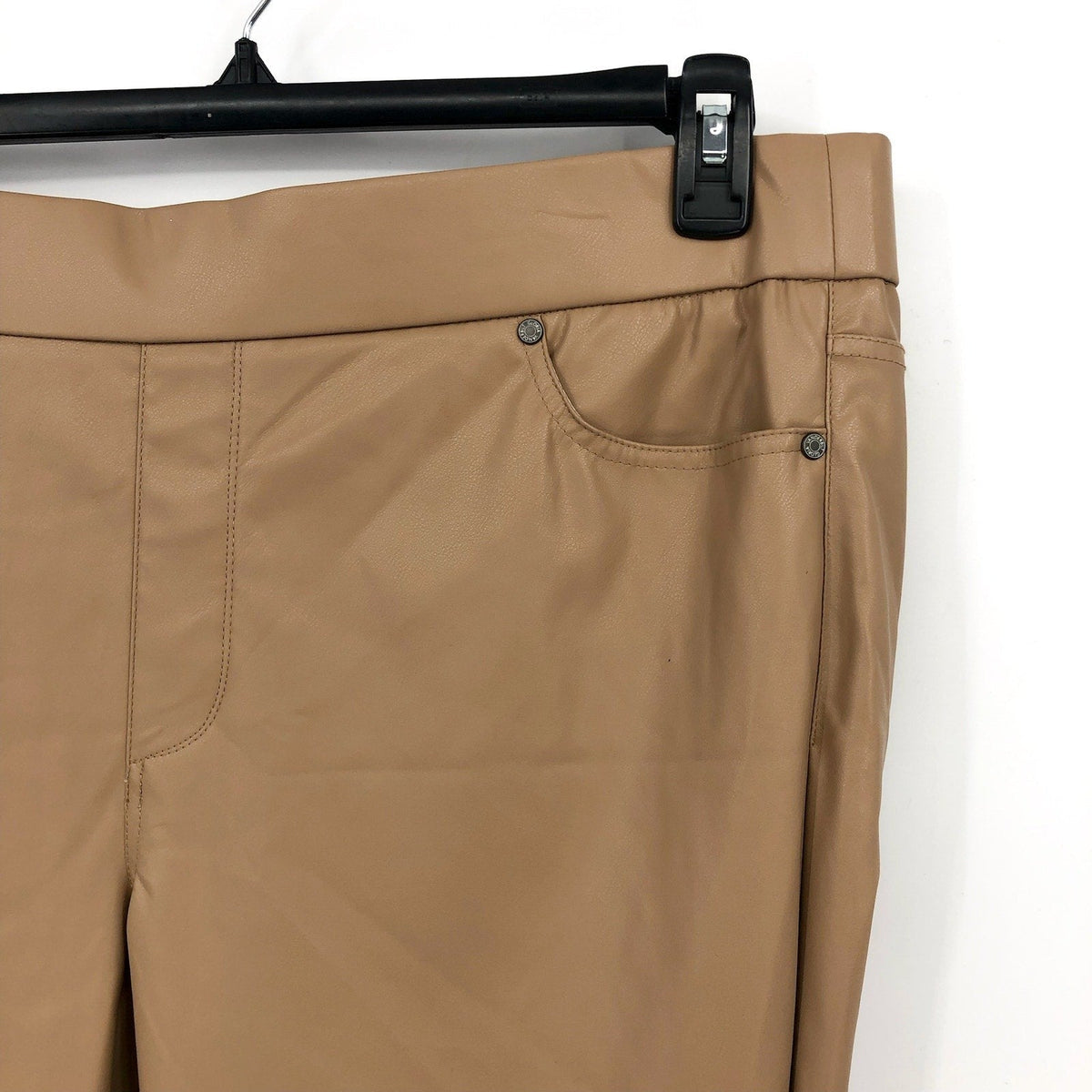 GLORIA VANDERBILT Avery Faux Leather Leggings Size 12 Tan Skinny Pull on NWT