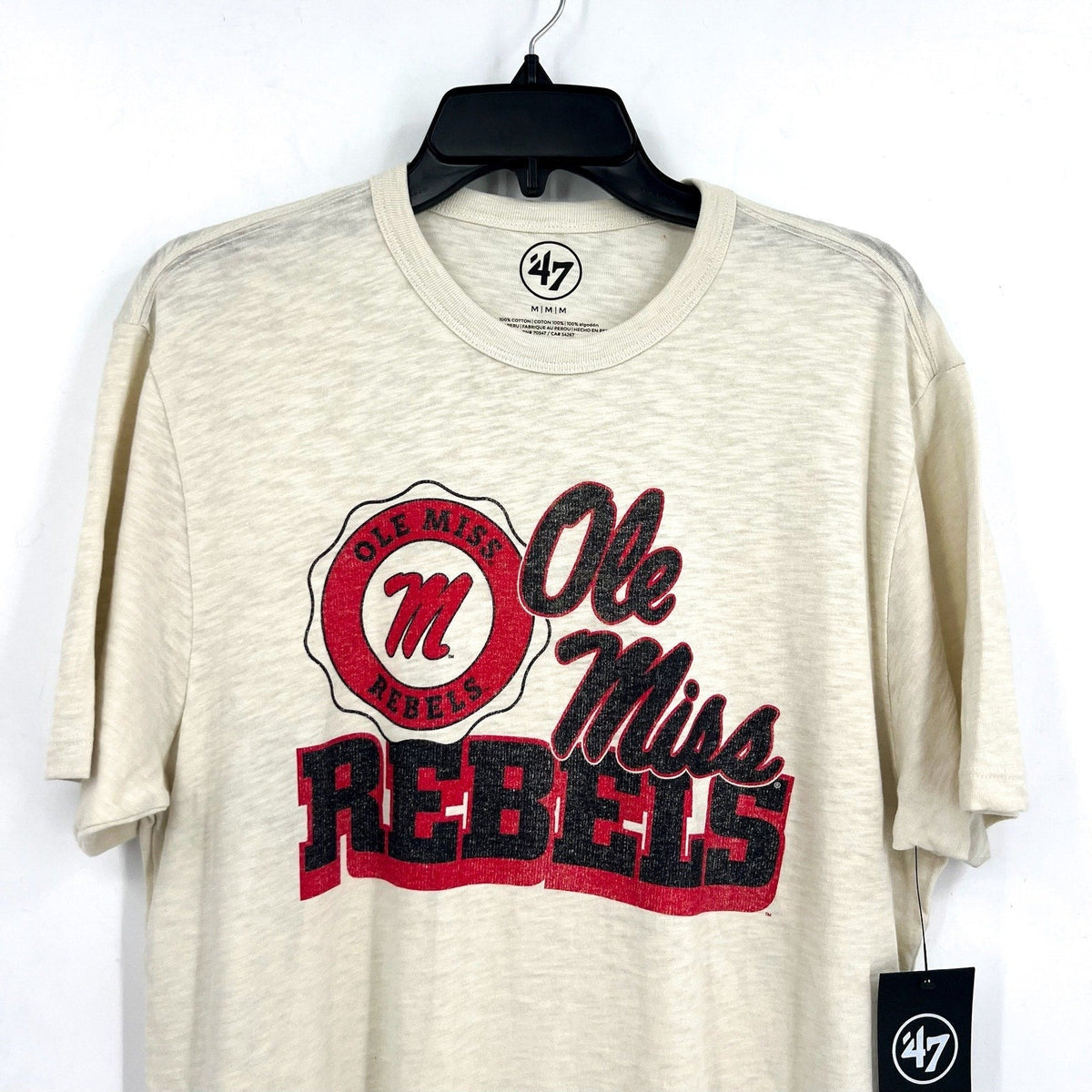47 BRAND University of Mississippi Bottom Line Scrum Tee Medium Khaki NWT