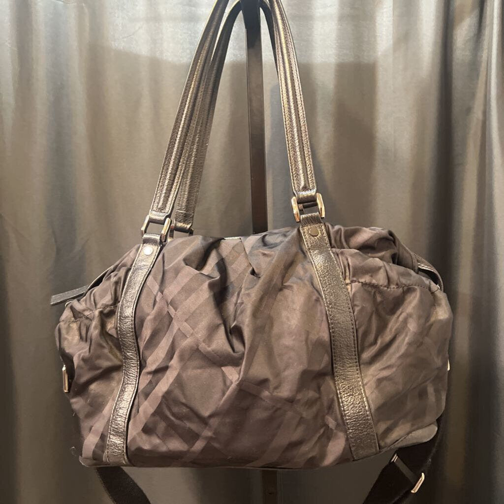 Burberry Check Nylon Leather HANDBAGS Diaper Bag