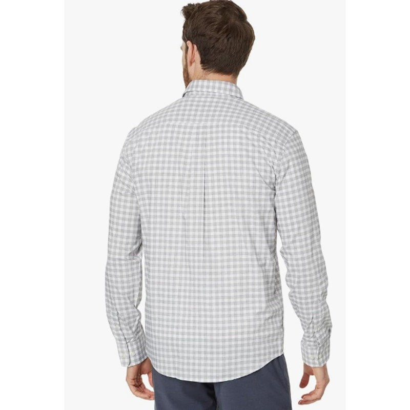 JOHNNIE O Men's Ashworth Performance Button Up Shirt Medium Light Gray NWOT