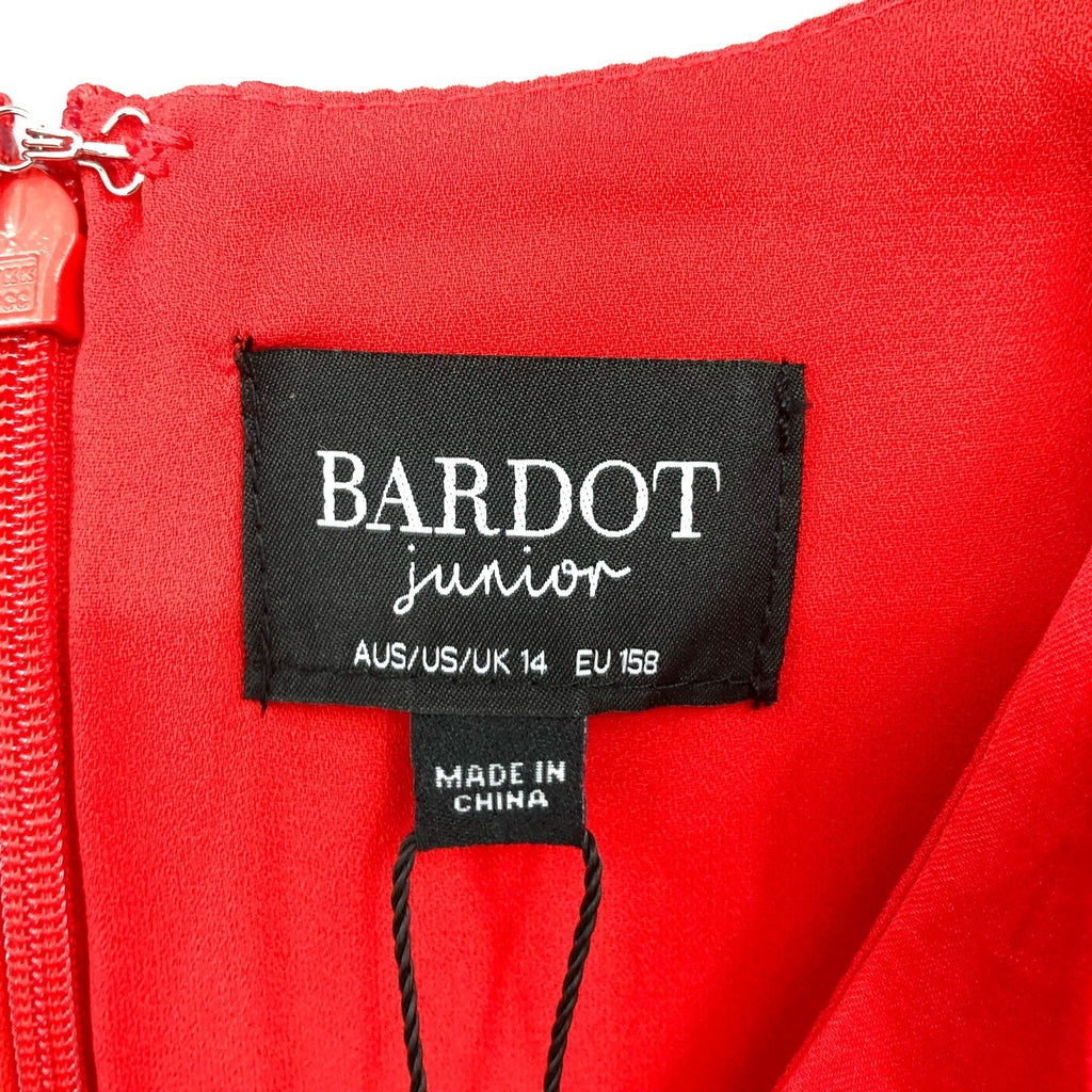 BARDOT Girl's Winona Wrap Dress Size 14 Fire Red Long Sleeve Ruffle NWT