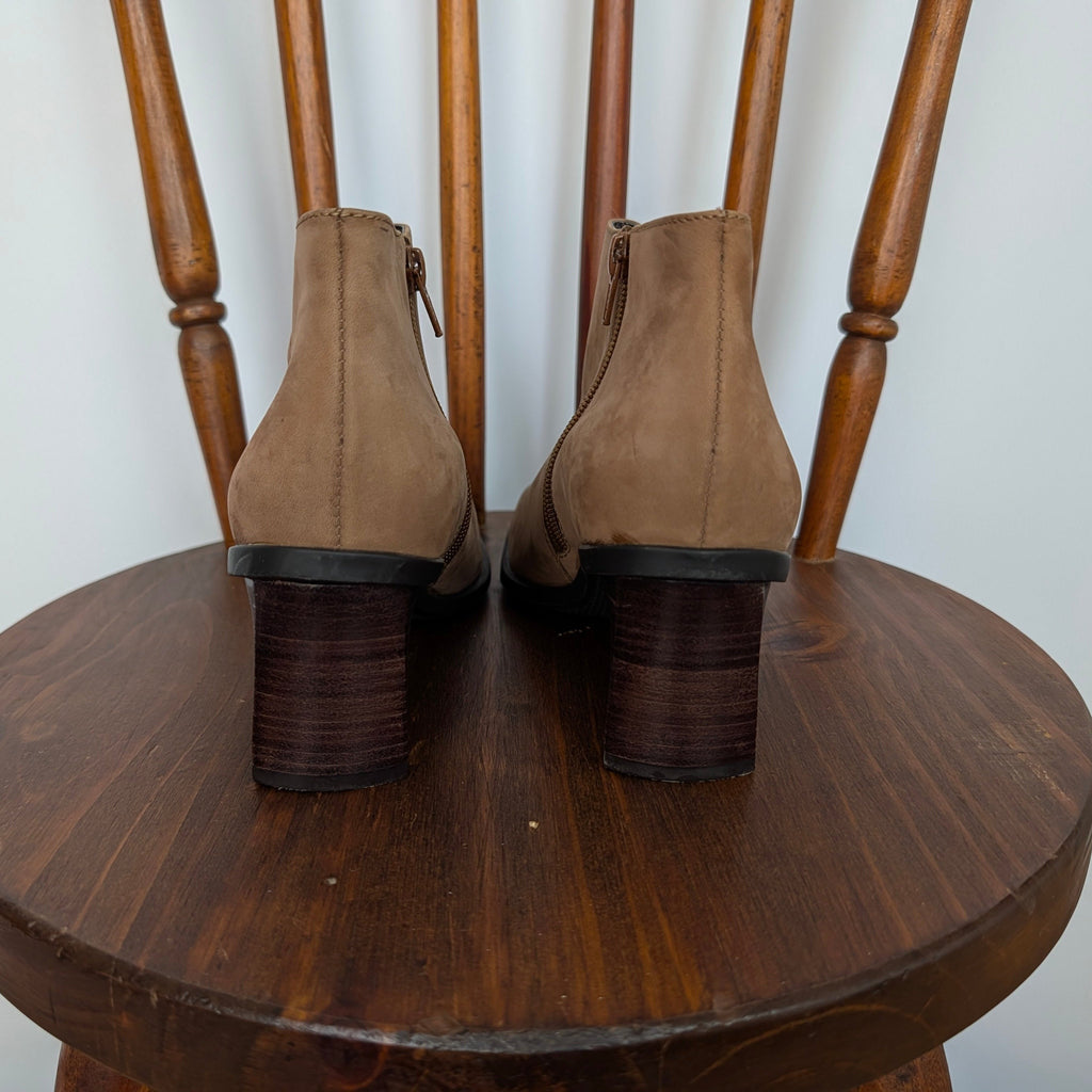 Etienne Aigner Saddle Heels Booties Leather Lace Up Side - 7.5 M