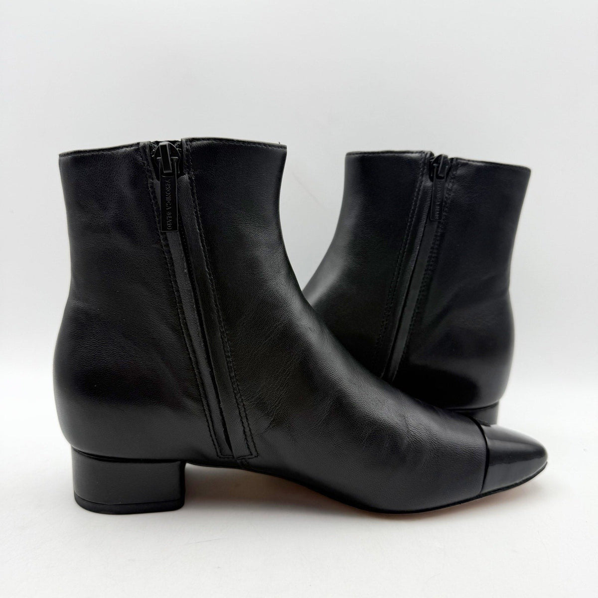 Veronica Beard Womens Cecile Ankle Booties Size 5 M Black Leather Cap Toe NIB