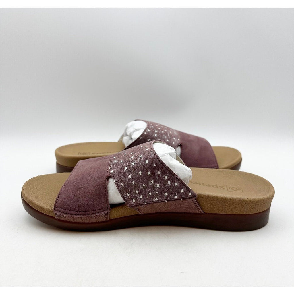 Spenco Womens Dawn Slide Sandals Size 7.5 EU 38 Red Burgandy Ostrich Suede NIB
