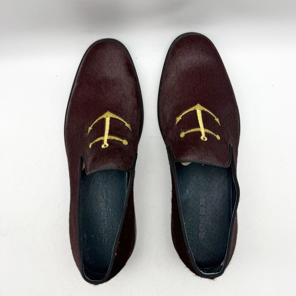 Sperry Mens Overlook Smoking Slipper Loafers Size 8 Brown Slip On Anchor NWOB