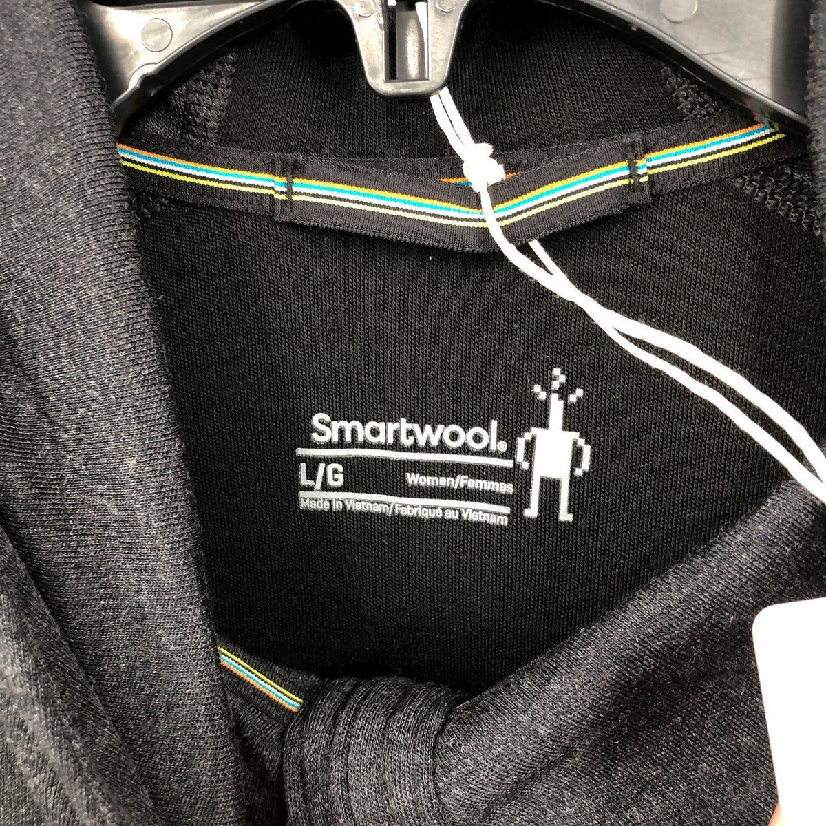SMARTWOOL Womens Thermal Merino Base Layer 1/2 Zip Hoodie Large Black Gray NWT